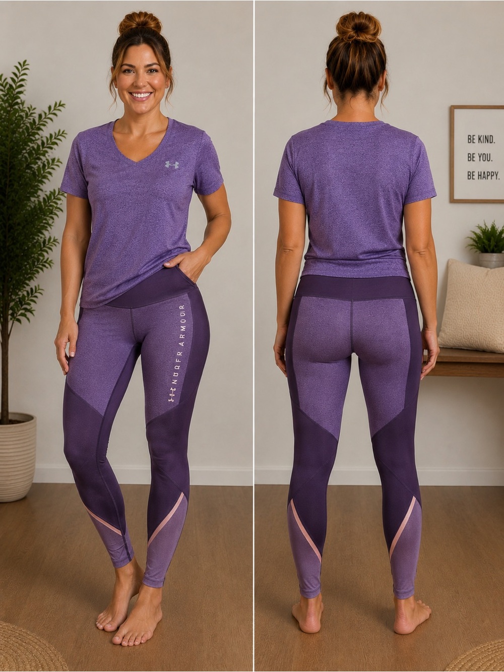 Under Armour Women's Purple Two-Piece Active Leggings and Tee Set